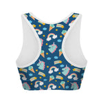 Cute Girly Unicorn Pattern Print Women's Sports Bra