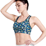 Cute Girly Unicorn Pattern Print Women's Sports Bra