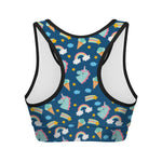 Cute Girly Unicorn Pattern Print Women's Sports Bra