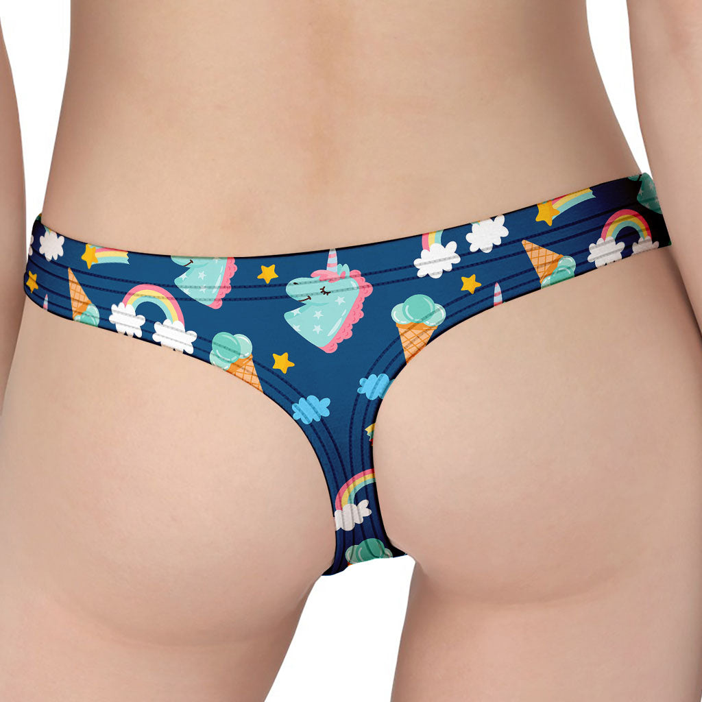 Cute Girly Unicorn Pattern Print Women's Thong