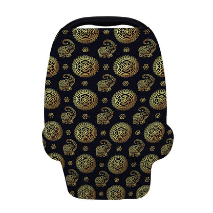 Cute Gold Boho Elephant Pattern Print Baby Seat Cover