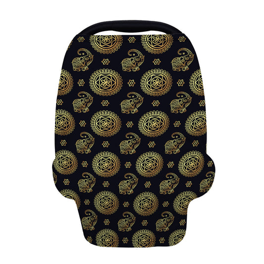 Cute Gold Boho Elephant Pattern Print Baby Seat Cover