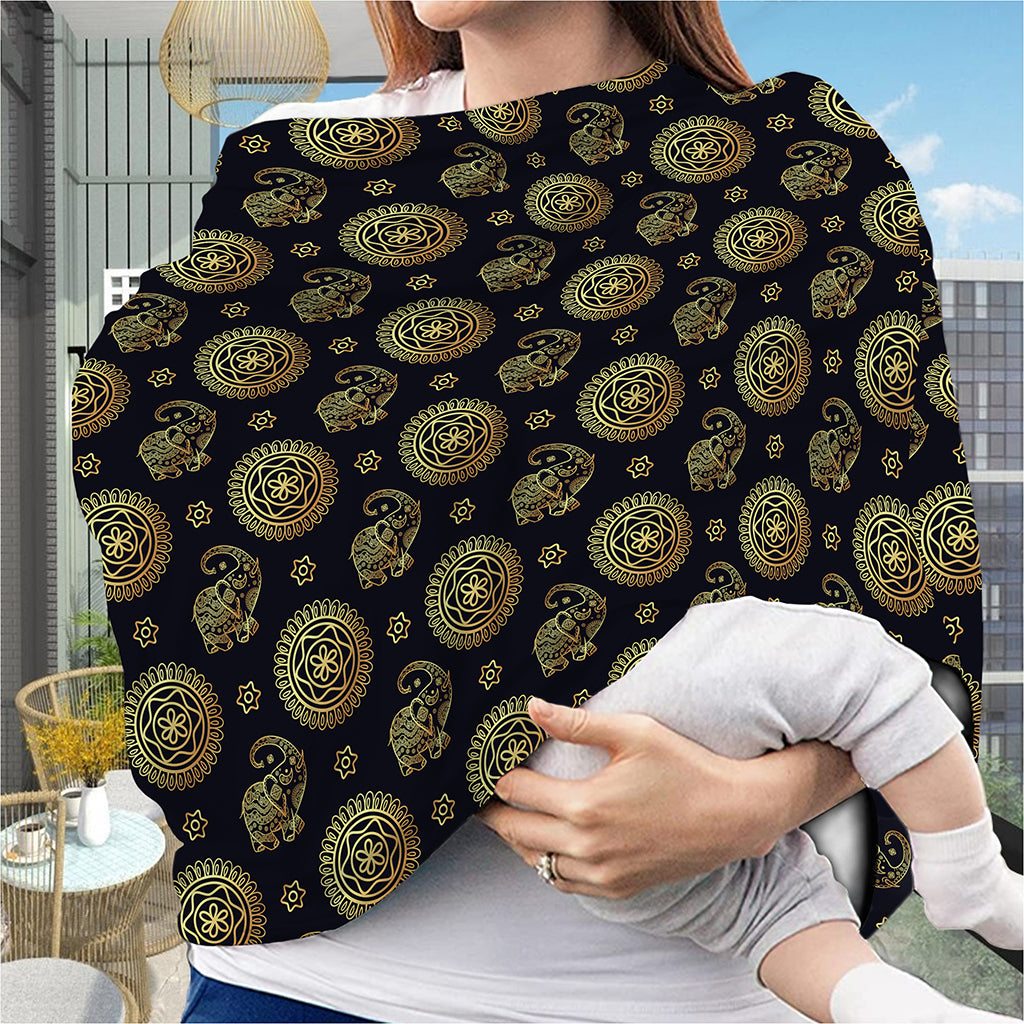 Cute Gold Boho Elephant Pattern Print Baby Seat Cover