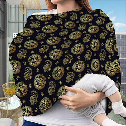 Cute Gold Boho Elephant Pattern Print Baby Seat Cover