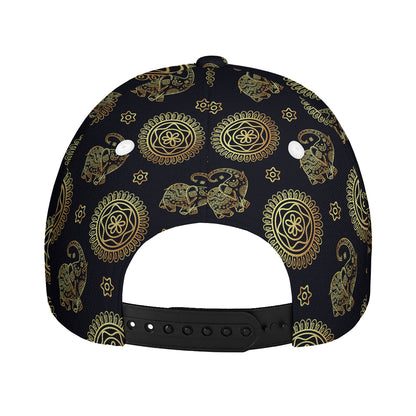 Cute Gold Boho Elephant Pattern Print Baseball Cap