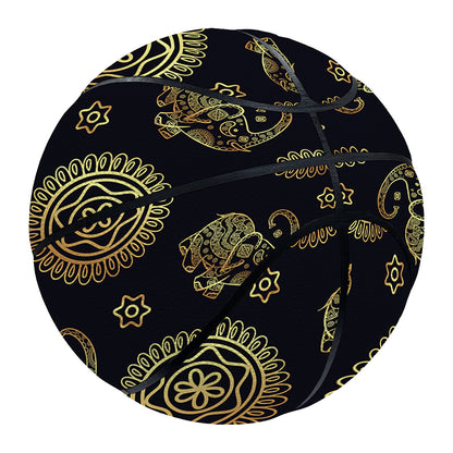 Cute Gold Boho Elephant Pattern Print Basketball