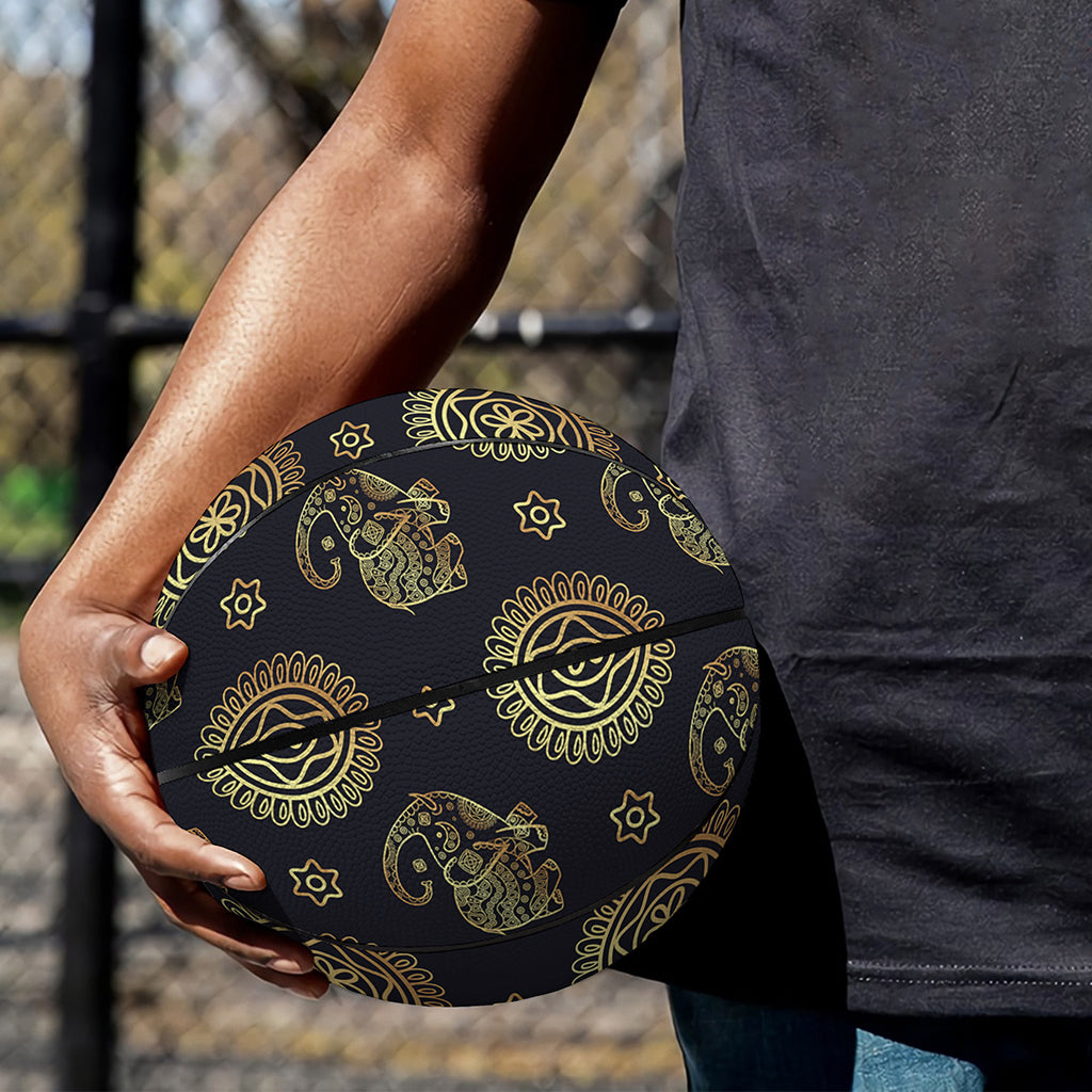 Cute Gold Boho Elephant Pattern Print Basketball