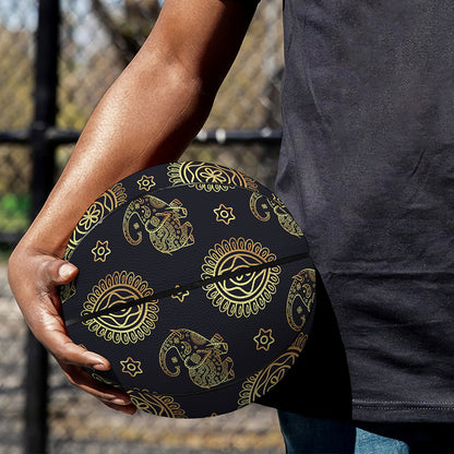 Cute Gold Boho Elephant Pattern Print Basketball