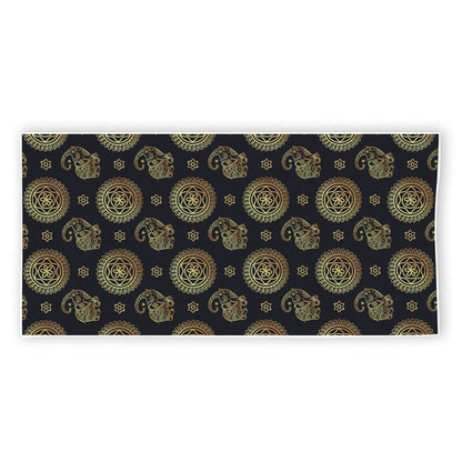 Cute Gold Boho Elephant Pattern Print Beach Towel
