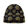 Cute Gold Boho Elephant Pattern Print Beanie