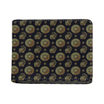 Cute Gold Boho Elephant Pattern Print Bifold Wallet