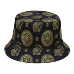 Cute Gold Boho Elephant Pattern Print Bucket Hat