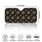 Cute Gold Boho Elephant Pattern Print Car Windshield Sun Shade
