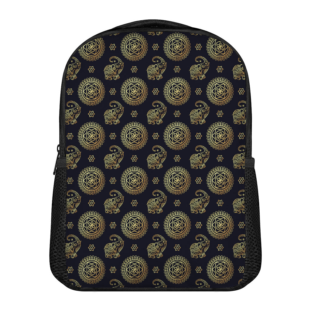 Cute Gold Boho Elephant Pattern Print Casual Backpack