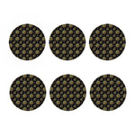 Cute Gold Boho Elephant Pattern Print Coaster Set