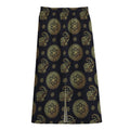 Cute Gold Boho Elephant Pattern Print Cotton Front Slit Maxi Skirt