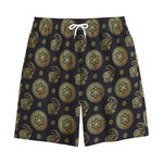 Cute Gold Boho Elephant Pattern Print Cotton Shorts