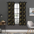 Cute Gold Boho Elephant Pattern Print Grommet Curtain Panels