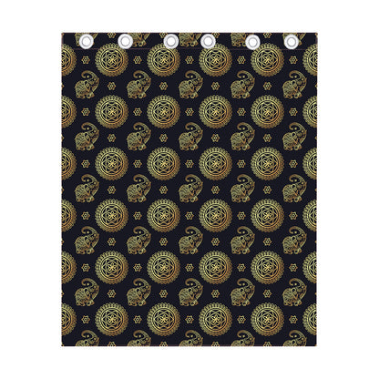 Cute Gold Boho Elephant Pattern Print Curtain