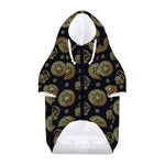 Cute Gold Boho Elephant Pattern Print Dog Zip Up Hoodie