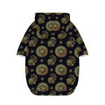 Cute Gold Boho Elephant Pattern Print Dog Zip Up Hoodie
