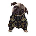 Cute Gold Boho Elephant Pattern Print Dog Zip Up Jacket