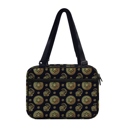 Cute Gold Boho Elephant Pattern Print Double Strap Bible Bag