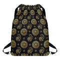 Cute Gold Boho Elephant Pattern Print Drawstring Backpack
