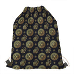 Cute Gold Boho Elephant Pattern Print Drawstring Bag