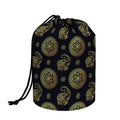 Cute Gold Boho Elephant Pattern Print Drawstring Makeup Bag