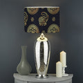 Cute Gold Boho Elephant Pattern Print Drum Lamp Shade