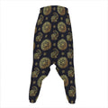 Cute Gold Boho Elephant Pattern Print Hammer Pants