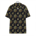 Cute Gold Boho Elephant Pattern Print Hawaiian Shirt
