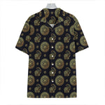 Cute Gold Boho Elephant Pattern Print Hawaiian Shirt