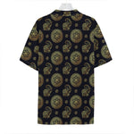 Cute Gold Boho Elephant Pattern Print Hawaiian Shirt