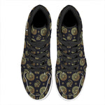 Cute Gold Boho Elephant Pattern Print High Top Leather Sneakers