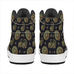 Cute Gold Boho Elephant Pattern Print High Top Leather Sneakers