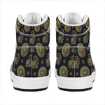 Cute Gold Boho Elephant Pattern Print High Top Leather Sneakers
