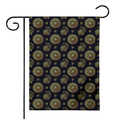 Cute Gold Boho Elephant Pattern Print House Flag