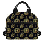 Cute Gold Boho Elephant Pattern Print Insulated Lunch Bag