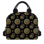 Cute Gold Boho Elephant Pattern Print Insulated Lunch Bag