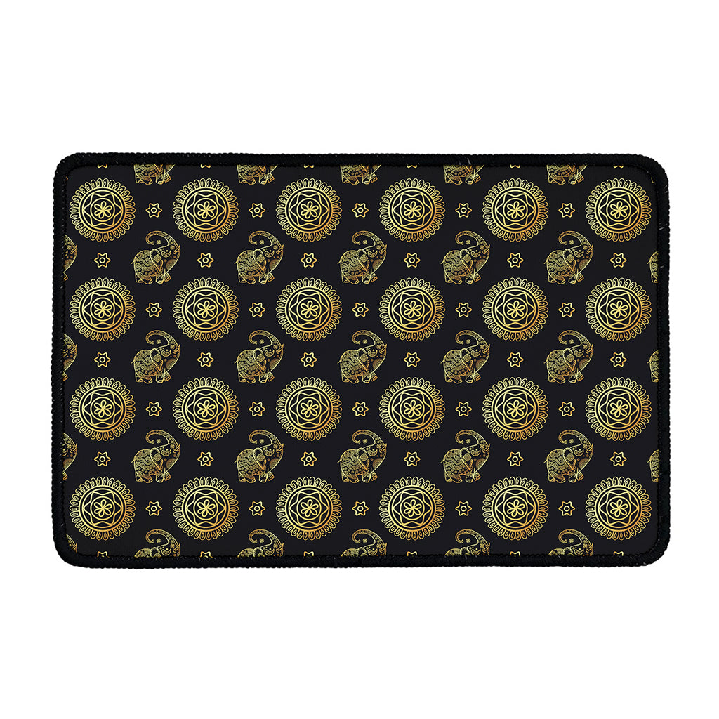 Cute Gold Boho Elephant Pattern Print Kitchen Mat
