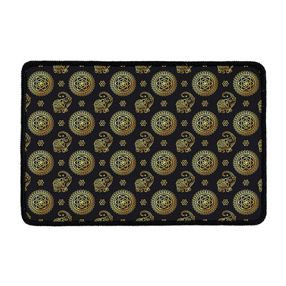Cute Gold Boho Elephant Pattern Print Kitchen Mat