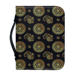 Cute Gold Boho Elephant Pattern Print Leather Bible Cover