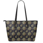 Cute Gold Boho Elephant Pattern Print Leather Tote Bag