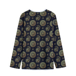 Cute Gold Boho Elephant Pattern Print Long Sleeve Short Coat