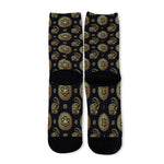 Cute Gold Boho Elephant Pattern Print Long Socks
