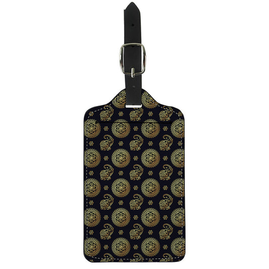 Cute Gold Boho Elephant Pattern Print Luggage Tag