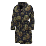 Cute Gold Boho Elephant Pattern Print Men's Bathrobe