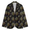 Cute Gold Boho Elephant Pattern Print Men's Blazer